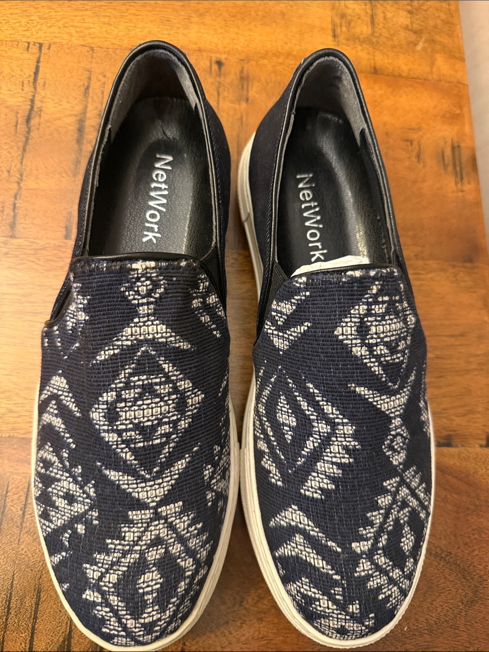Women's NetWork Navy Patterned Slip-On Sneakers